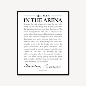 Man in the Arena Printable, Instant Download, Theodore Roosevelt Quote ...