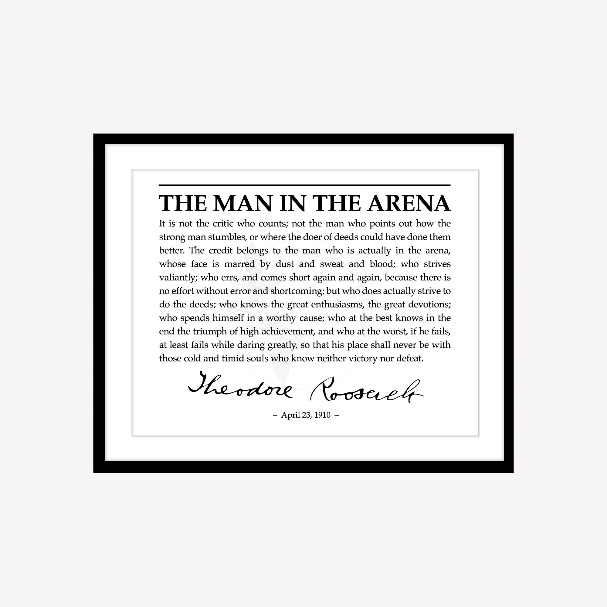 Man In The Arena Printable Theodore Roosevelt Quote Instant | Etsy