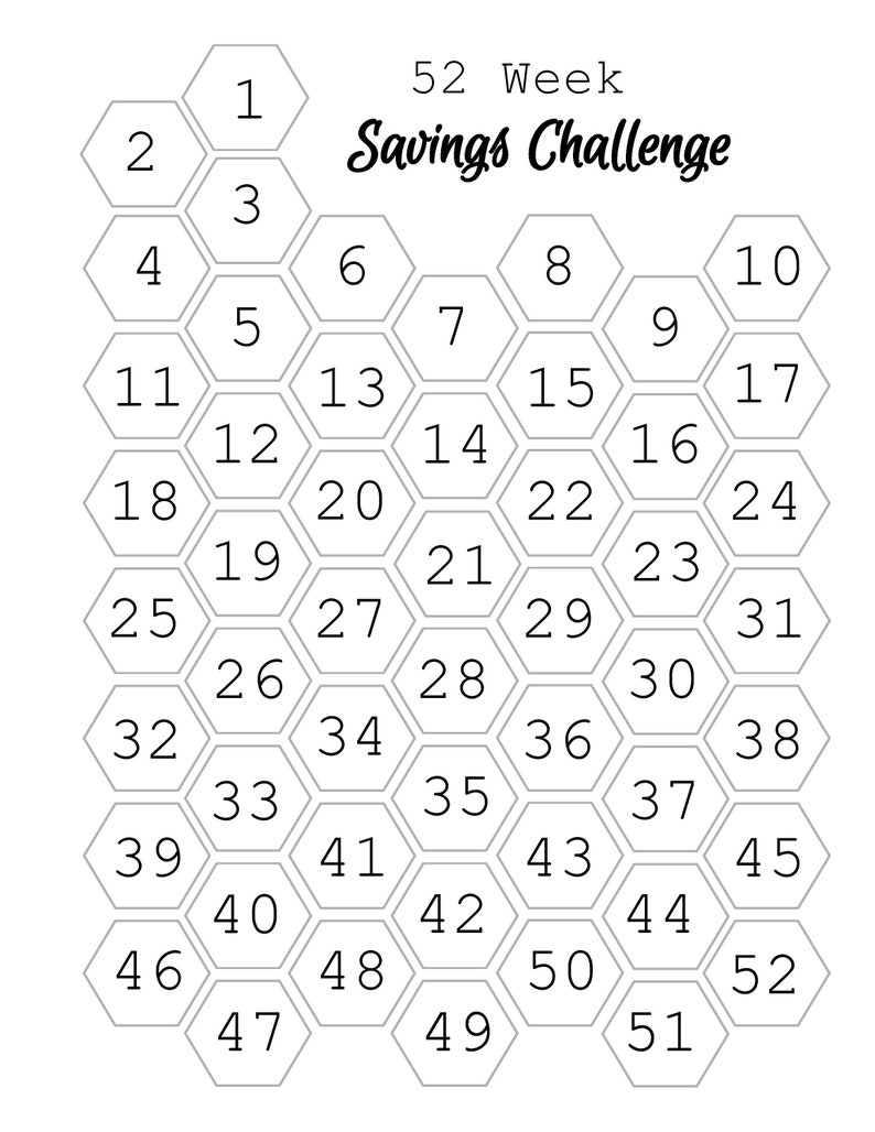52 Week Savings Challenge PDF Printable Budget Planner Etsy Canada