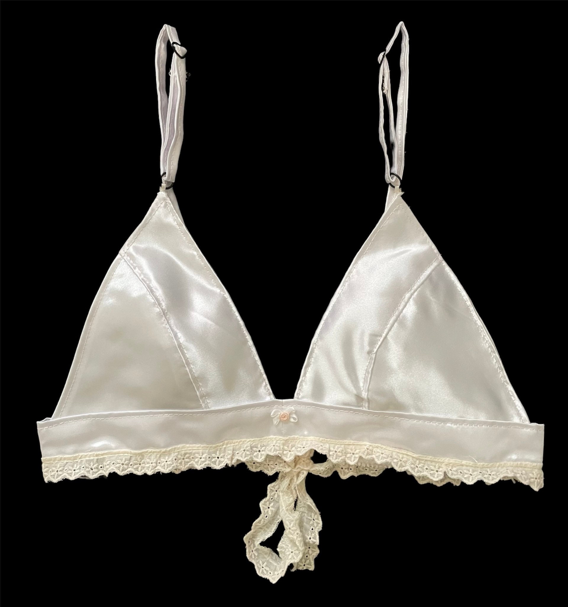 Women's White Satin Bralette 