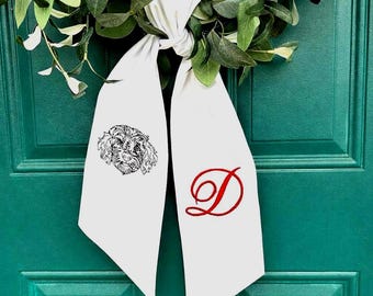 Guirnalda decorativa personalizada / Lazo para puerta con nombre de perro personalizado, decoración estilo casa de campo costera