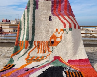 Beni Ourain Teppich - Beni Ourain Teppich - Beni Ourain Teppich - Beni Ourain Teppich - Wollteppich - Bunte Teppich - Elfenbein Teppich - Berber Boho Teppich - Wohndekor