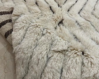 Beige beni merirt rug - Custom moroccan rug - Handmade rug - Moroccan rug - Shag soft rug - hand knotted rug - wool rug - Luxury rug berber