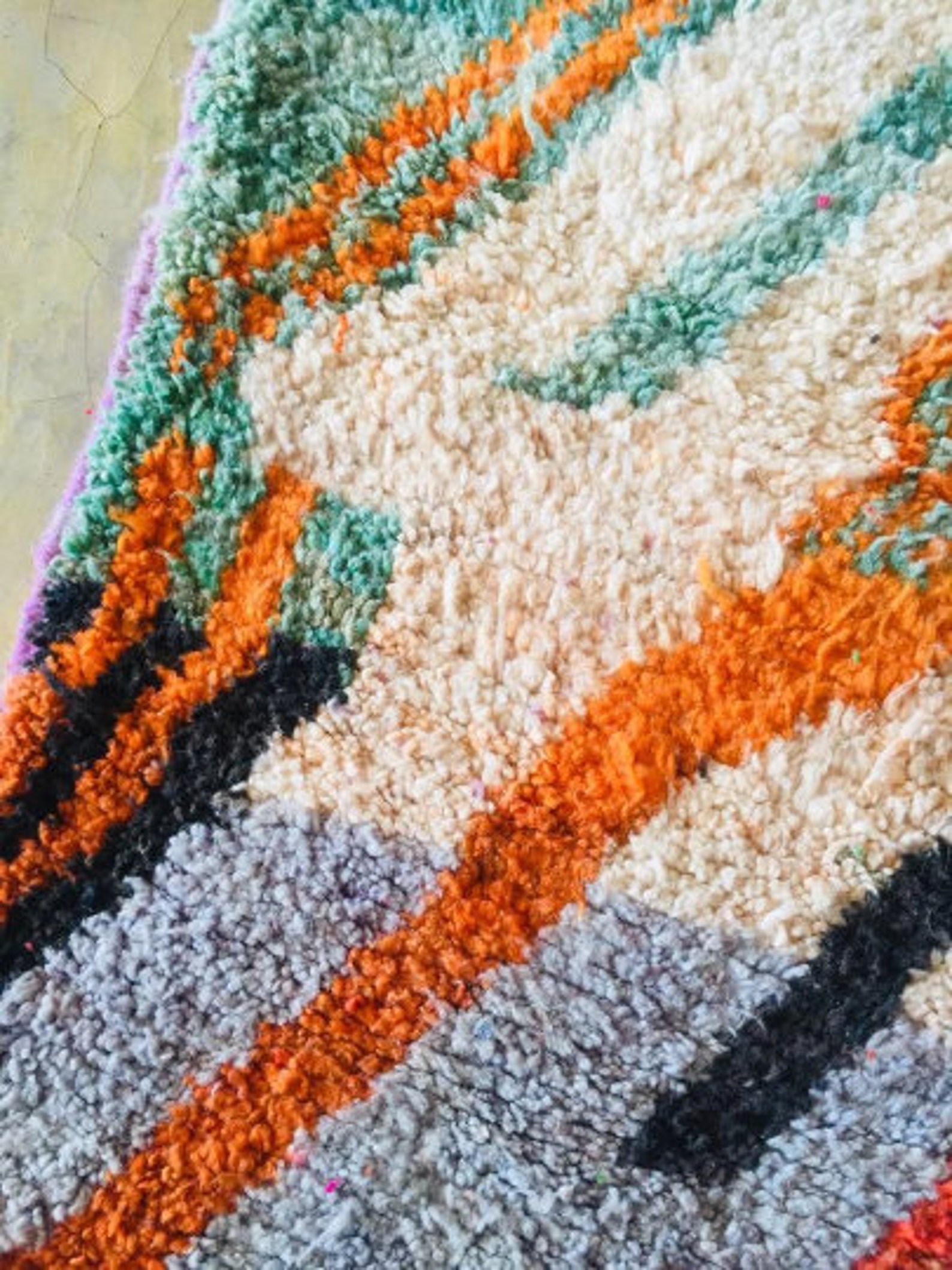 Colorful Boujaad Custom Rug off White Rug Blue and Orange Etsy
