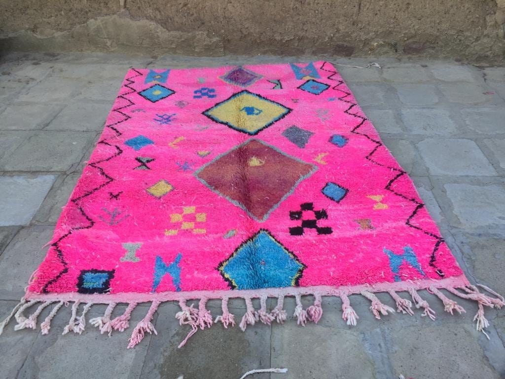 Boujad rug 5x8 Pink moroccan rug Hot pink rug 5x8 rug Etsy