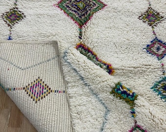 Beni ourain rug 5x8.5, Artistic Diamond boho Moroccan rug,Berber modern rug, Colorful morrocan rug, Geometric wool rug,  decor rug,