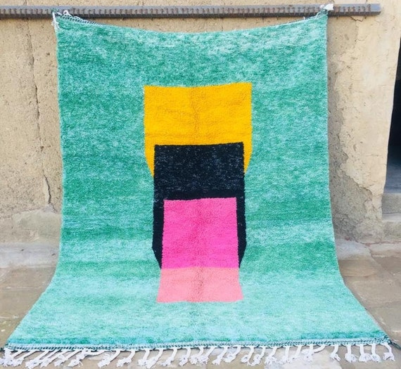 モロッコ ラグ ザナフィ ブラック×ピンク モロッコラグ・ザナフィ