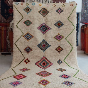 Soft Azilal rug 6.5x10.3, Large Luxury moroccan soft rug, colorful rug, Berber Boho rug, Azilal Sheepskin rug, Morrocan rug, Handmade rug
