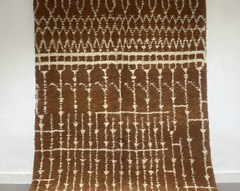 モロッコ　ラグ 5.7x8 ラグ、Boujaad ラグ、モロッコ羊毛ラグ、手作りラグ、ブラウン