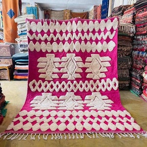 Beni ourain rug 6.9x10, Large Beige and Pink Moroccan rug, Artistic Berber rug, morrocan rug, Pink wool rug, decor Wool moroccan rug