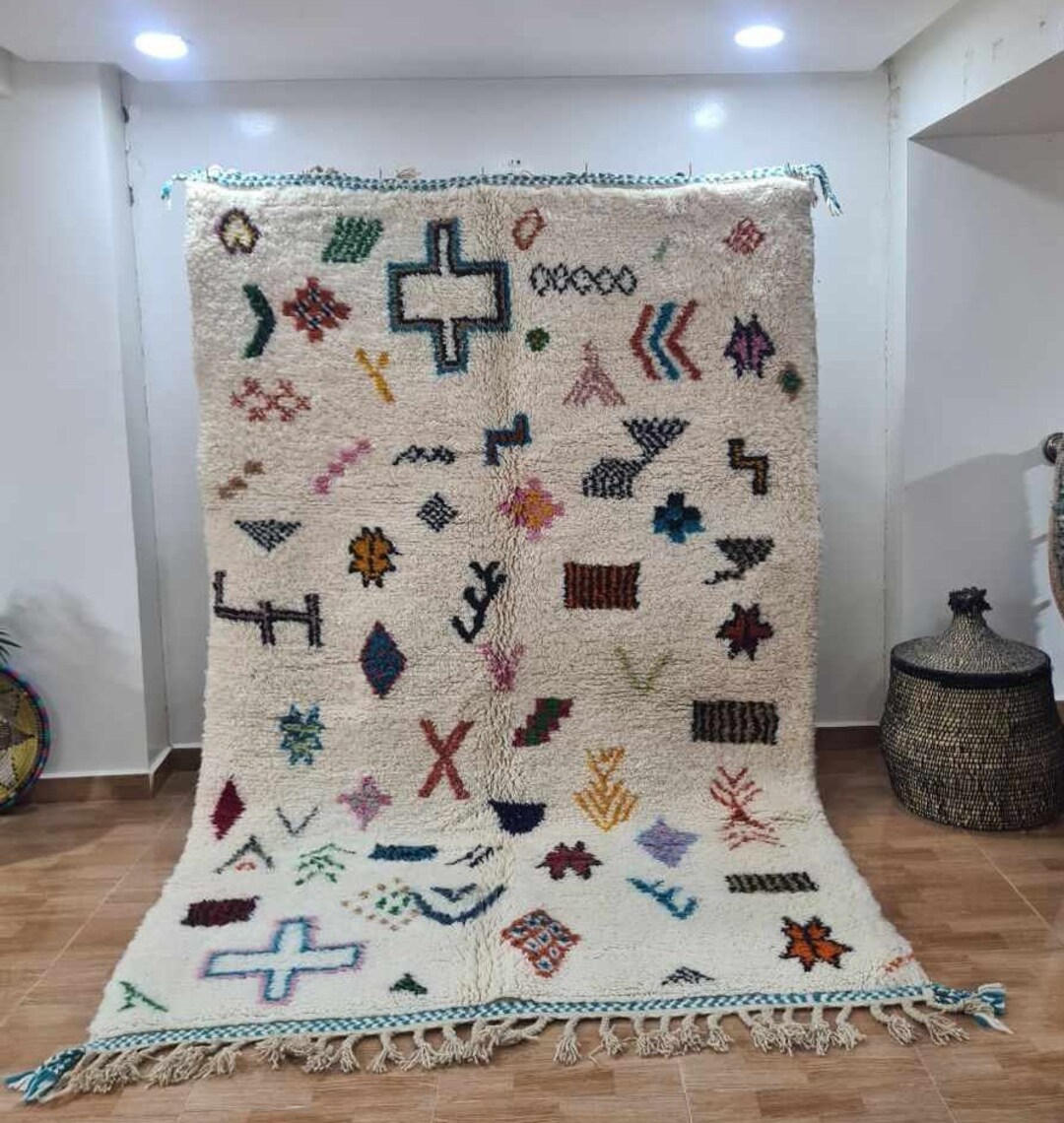 Beni Ourain Rug 5x8, Artistic Soft Boho Moroccan Rug, Designer Berber ...