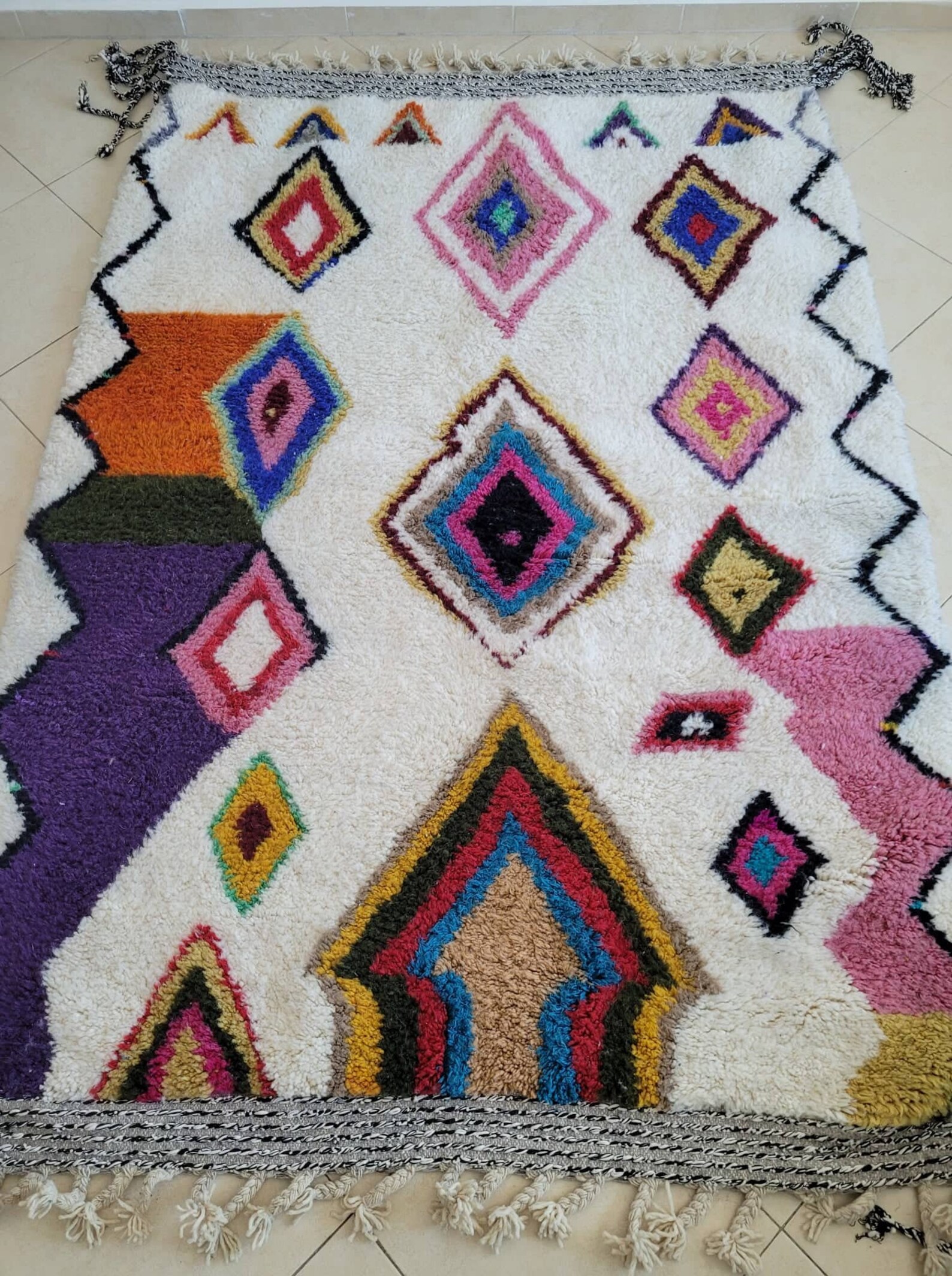 Custom Diamond Modern Rug for Living Room Soft Pink Moroccan - Etsy