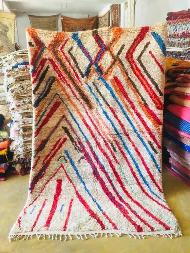 ベニ・ウラインラグ、カラフルなベルベル・モロッコラグ、幾何学的な