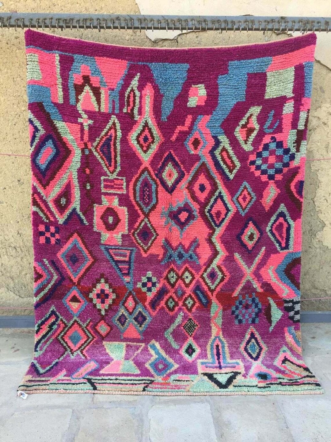 Boujaad Rug 6x8 6x8 Rug Pink Moroccan Rug Boho Rug Vintage Etsy