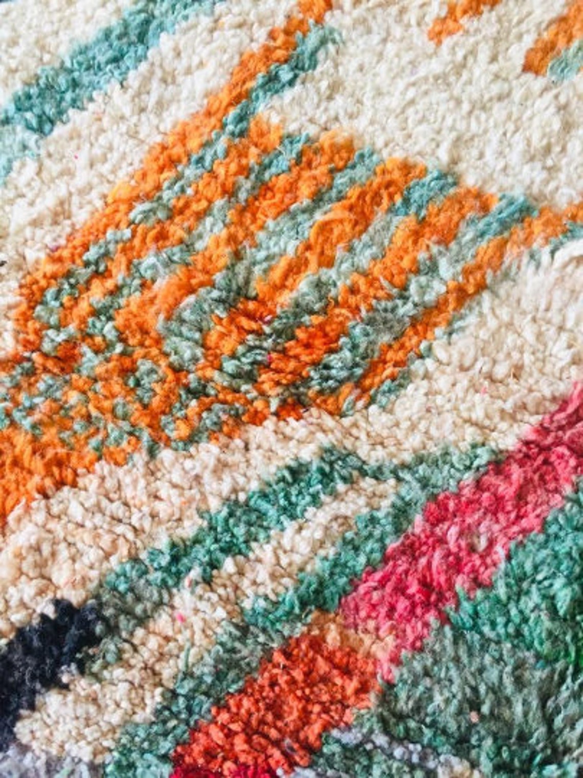 Colorful Boujaad Custom Rug off White Rug Blue and Orange Etsy