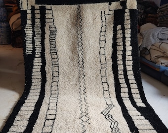 Custom Boujaad rug for living room, Off white moroccan rug, Luxury rug, Black and White rug, Area rug, hand made rug, morrocan rug, Boho rug