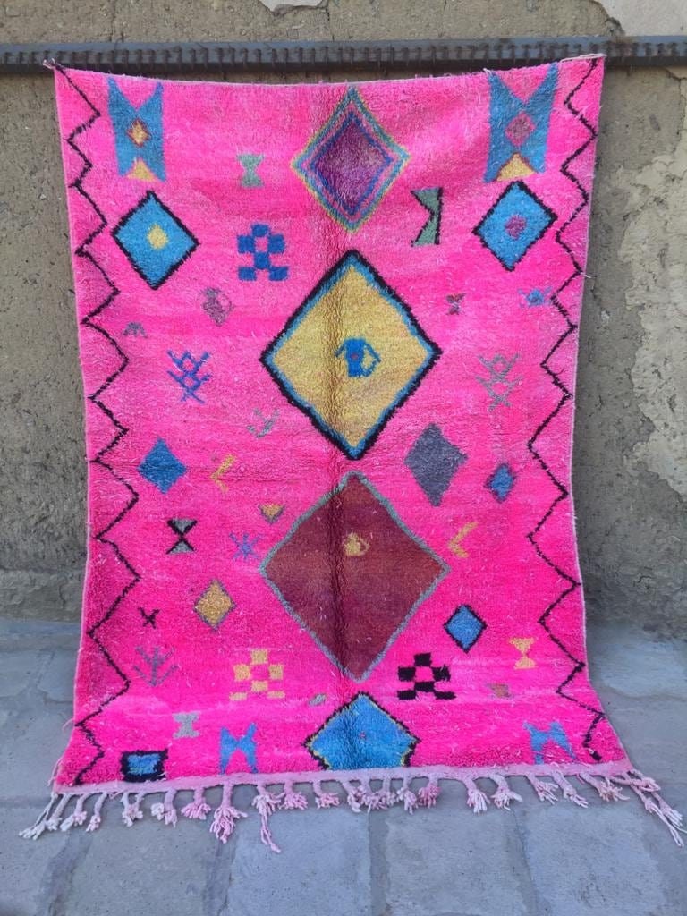 Boujad rug 5x8 Pink moroccan rug Hot pink rug 5x8 rug Etsy