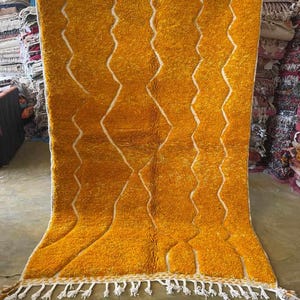 Beni ourain rug 5x8, Artistic Orange Moroccan rug,Berber modern rug, Tufted Orange morrocan rug, Unique wool rug, Modern Geometric decor rug