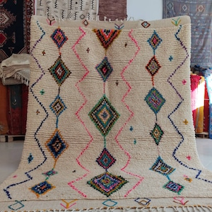 Soft Azilal rug 7x9.4, Large Luxury moroccan soft rug, colorful rug, Berber Boho rug, Azilal Sheepskin rug, Morrocan rug, Handmade rug