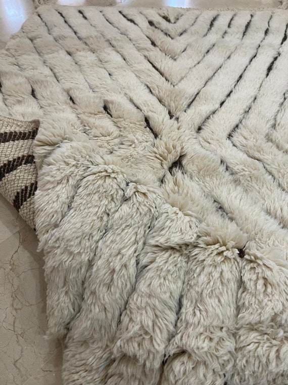 Beige beni merirt rug - Custom moroccan rug - Handmade rug - Moroccan rug - Shag soft rug - hand knotted rug - wool rug - Luxury rug berber