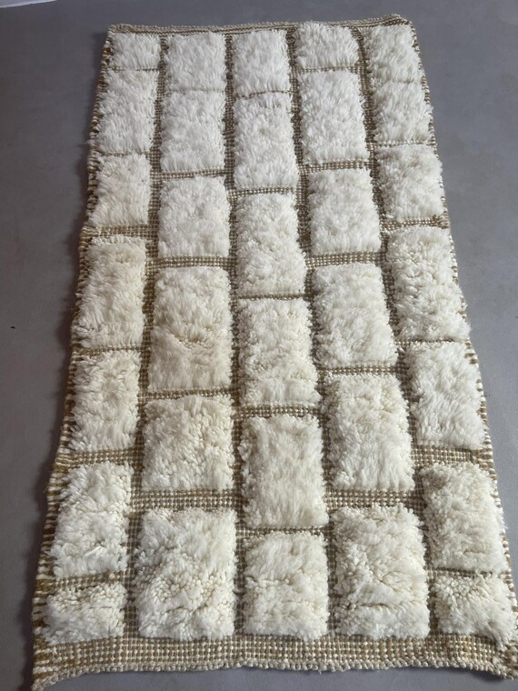 Custom beni ourain rug, moroccan soft rug, hand made rug, White and Brown wool rug, morrocan Tufted modern Wool rug, artistic, Berber rug