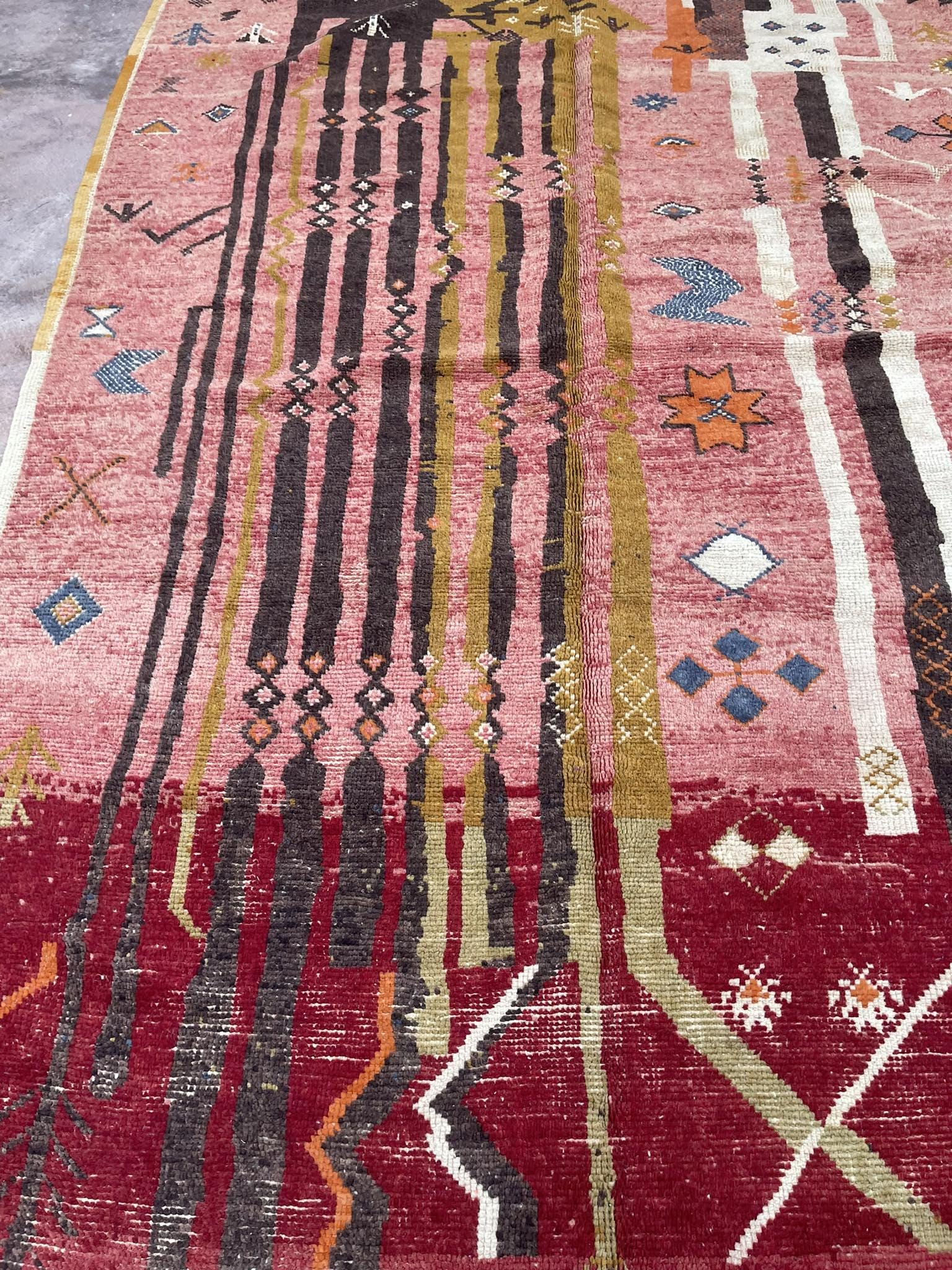 Grand Tapis Berbère Vintage Marocain Fait Main - Laine Authentique 5.5x9.5 Ft
