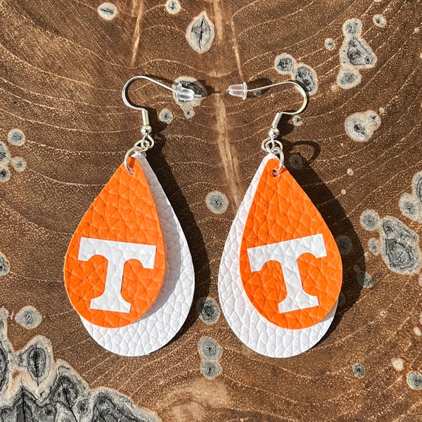 University of Tennessee Volunteers UT Vols Faux Leather Sterling Silver Earrings