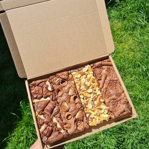 Fudgy Letterbox Brownies | Mixed Flavour Brownies | Brownie Gift | Peanut Butter, Cookies and Cream | Chocolate Gift For Him | For Her