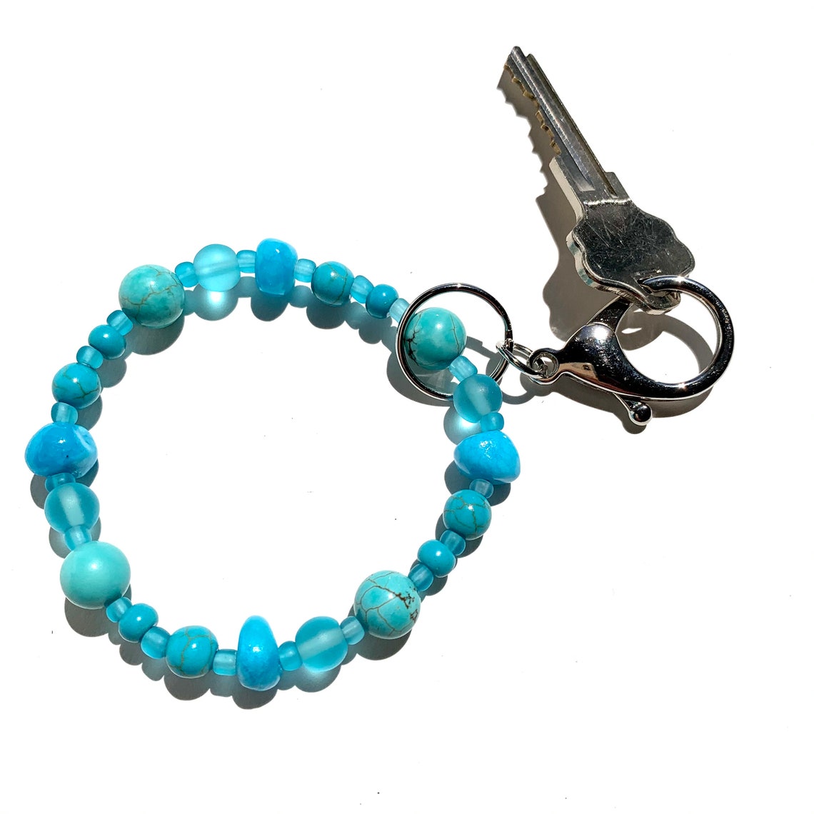 Beaded Wristlet Keychain Keychain Bracelet Bangle Keyring Etsy