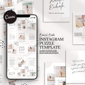 Neutral Instagram-pusselmall: 12 rektangulära inlägg (redigerbara i Canva)