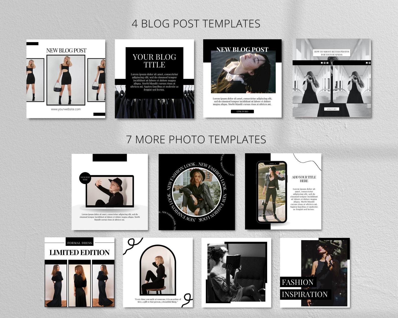 Canva Instagram Post Templates. Black and White Instagram Post - Etsy