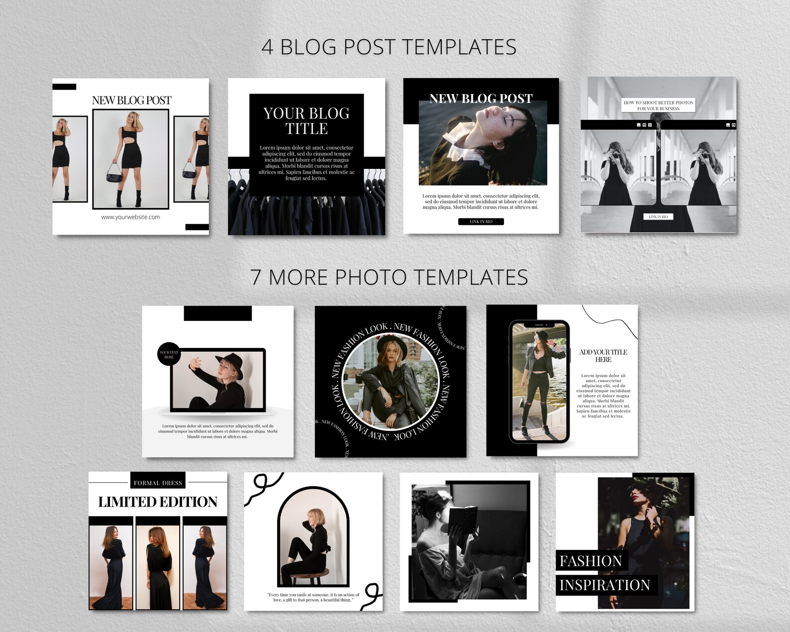 Black and White Fashion Instagram Templates (canva Editable) - Etsy