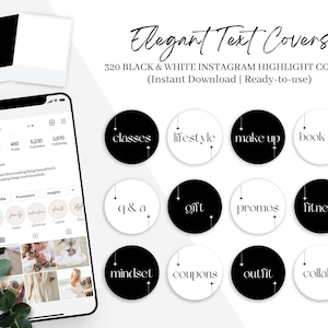 Elegant Black and White Instagram Story Covers. Aesthetic Instagram Story Covers. Instagram Highlight Covers. Black Instagram Icons.