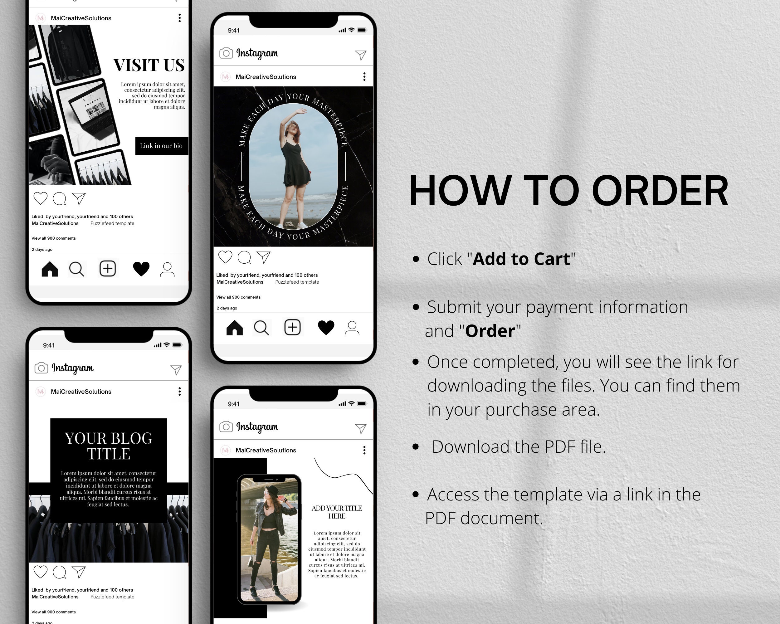 Black and White Fashion Instagram Templates (canva Editable) - Etsy