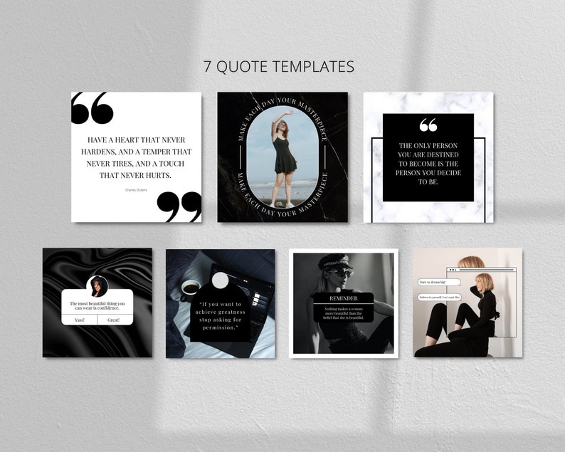 Canva Instagram Post Templates. Black and White Instagram Post - Etsy