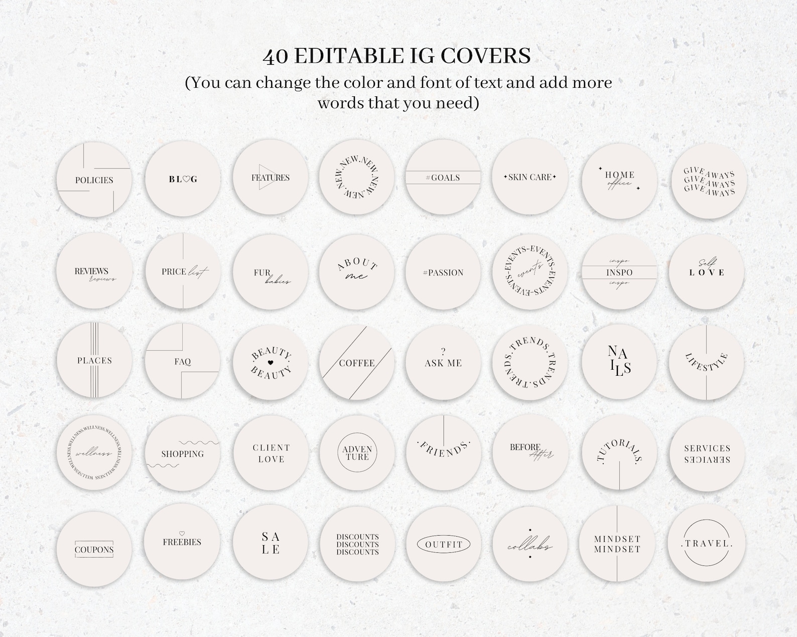 Editable Minimalist Instagram Story Covers. Neutral Instagram Etsy