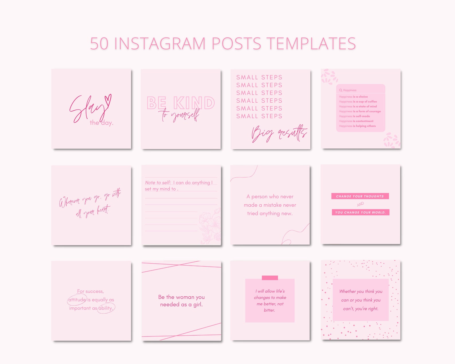 Instagram Post Templates. Instagram Quotes. 50 Pink Instagram Etsy