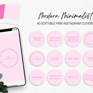 Editable Minimalist Instagram Story Covers. Pink Instagram Story Covers. DIY Instagram Highlight Covers. Modern Text. IG Branding
