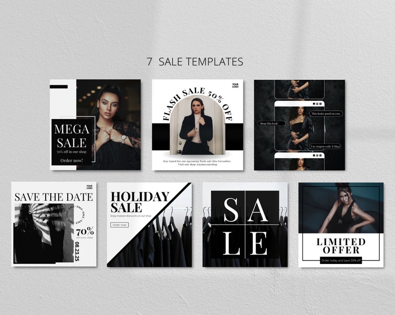 Black and White Fashion Instagram Templates (canva Editable) - Etsy