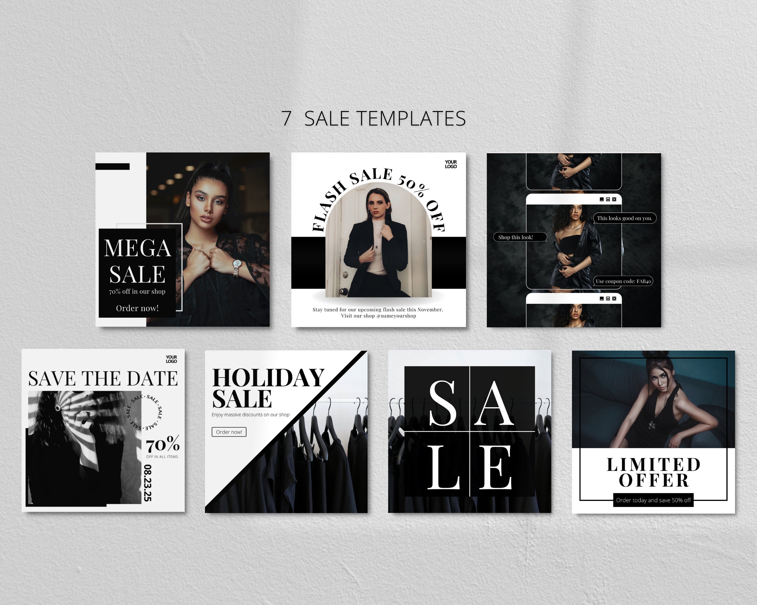 Canva Instagram Post Templates. Black and White Instagram Post | Etsy UK