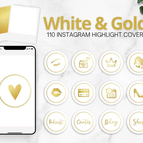Instagram Highlight Cover. 110 Weiß und Gold Instagram Cover. Gold Instagram Icons. Instagram Story Cover. Highlight Covers