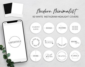 Minimalistische Instagram Story Cover. Instagram Highlight Cover. Moderner Text. Weiße und saubere Instagram Story Cover. Sofortiger Download.