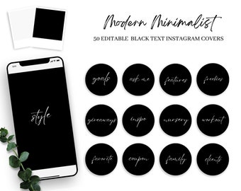 Editable Minimalist Instagram Story Covers. Black and White Instagram Story Covers. DIY Instagram Highlight Covers. Handwritten. IG Branding