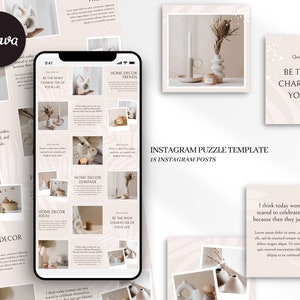 Instagram Puzzle Template for Canva. Instagram Puzzle Feed. Canva Templates. Instagram Post Templates. Puzzle Template. Neutral Minimalist