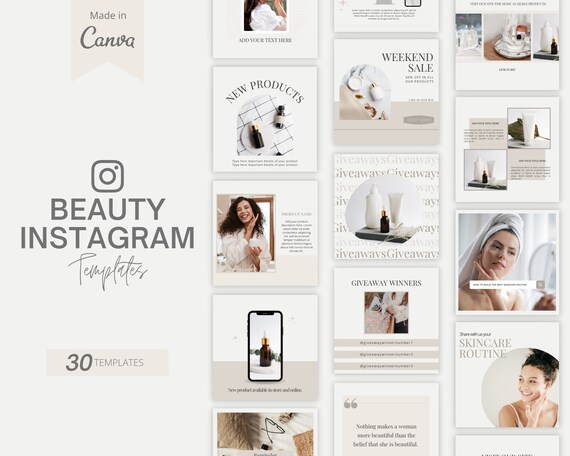 Beauty and Skincare Instagram Templates. Canva Instagram | Etsy