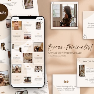 Editable Instagram Puzzle Feed Template. Minimalist Instagram Posts. Minimal Puzzle Feed Creator.  Aesthetic Instagram Feed for Bloggers