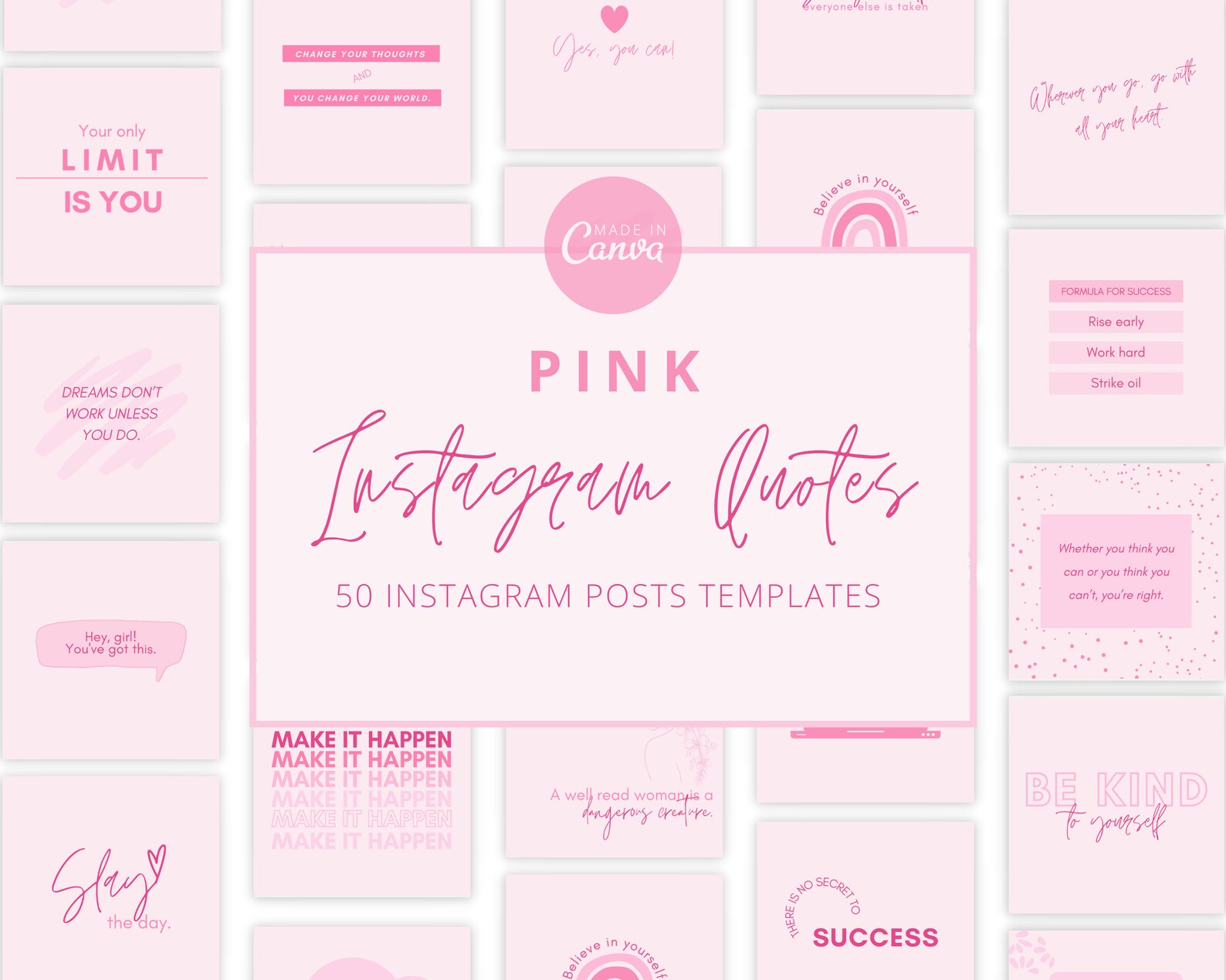 Instagram Post Templates. Instagram Quotes. 50 Pink Instagram Etsy