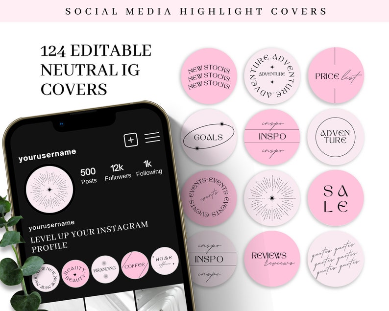 124 Editable Pink Instagram Highlight Covers. DIY Insta Story Covers ...