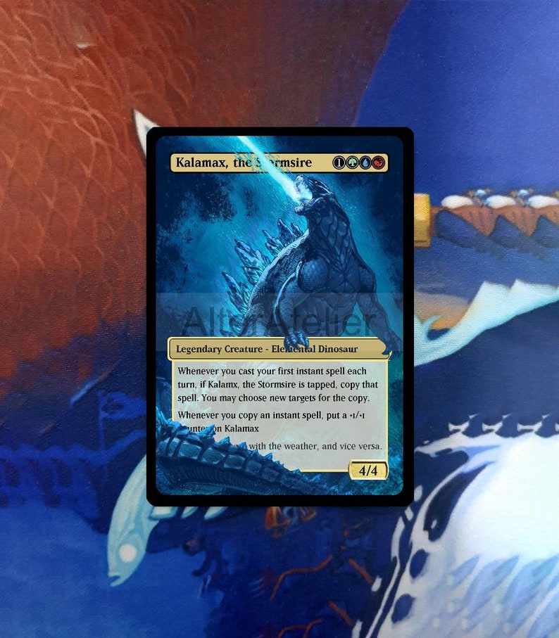 Magic The Gathering/MTG Godzilla Kalamax the Stormsire Art Etsy