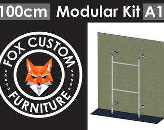 Industrial Wardrobe  - 100cm Wide Kit A1 - Open Wardrobe Scaffold Shelves Shelving Storage System Bookcase Adjustable Steel Wood